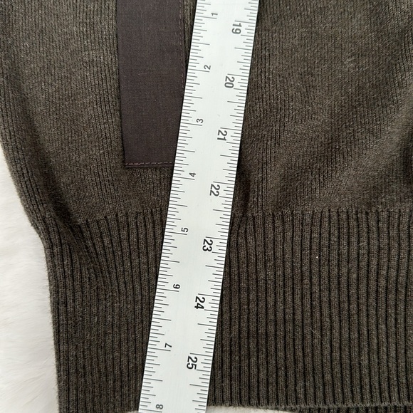 Viyella Men Cardigan Sweater cotton Mock Neck zip and button green brown trim - Picture 9 of 14